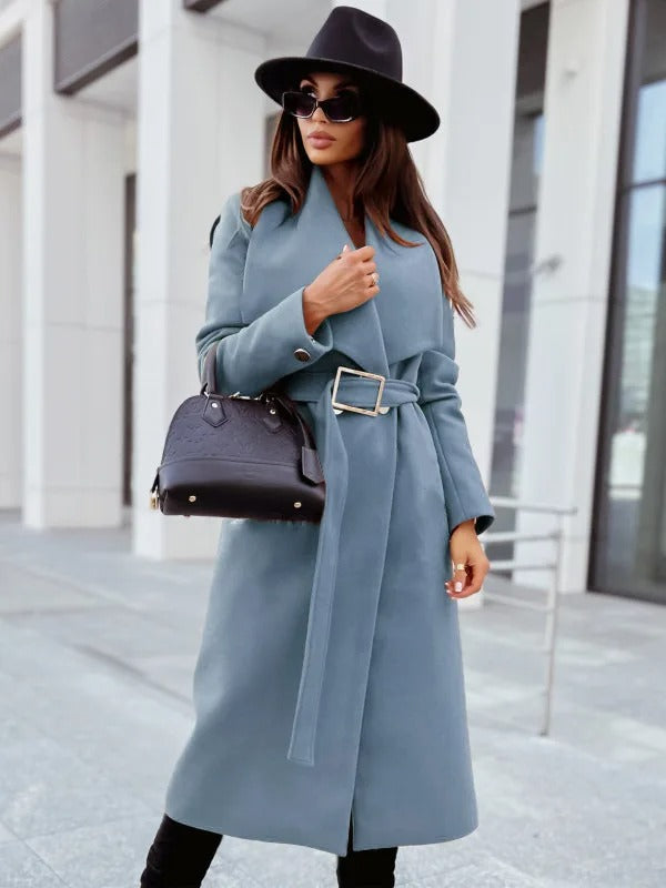 Maddison – Belted Wrap Coat with Draped Shawl Collar