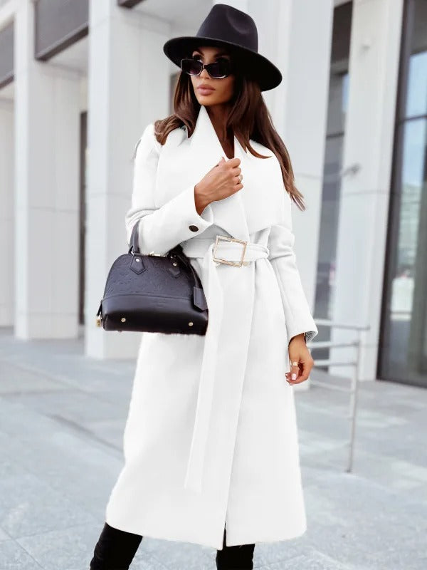 Maddison – Belted Wrap Coat with Draped Shawl Collar