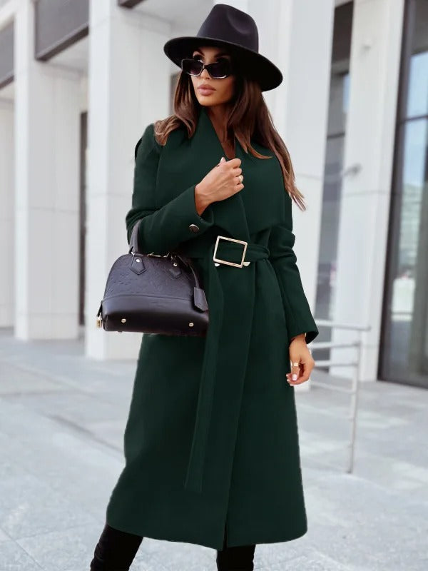 Maddison – Belted Wrap Coat with Draped Shawl Collar
