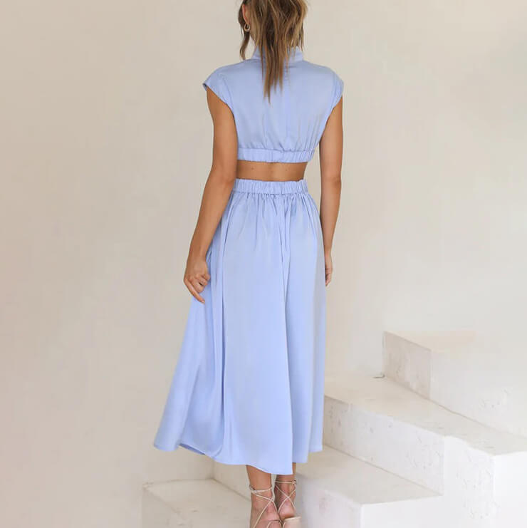 Adeline | Halter Neck Flowy Maxi Dress