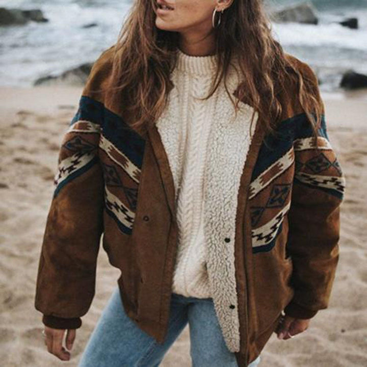 Lysandra – Sherpa-Lined Patterned Jacket for Women
