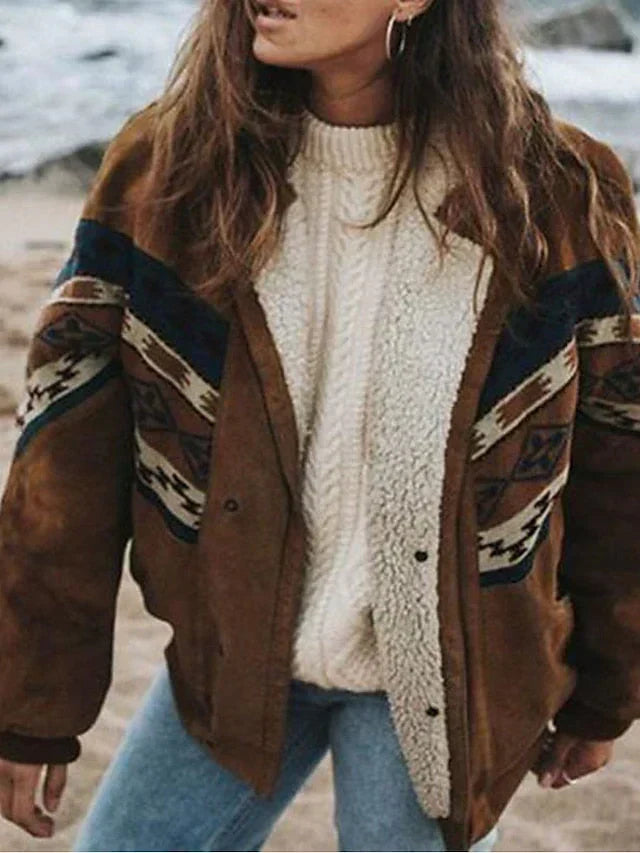 Lysandra – Sherpa-Lined Patterned Jacket for Women