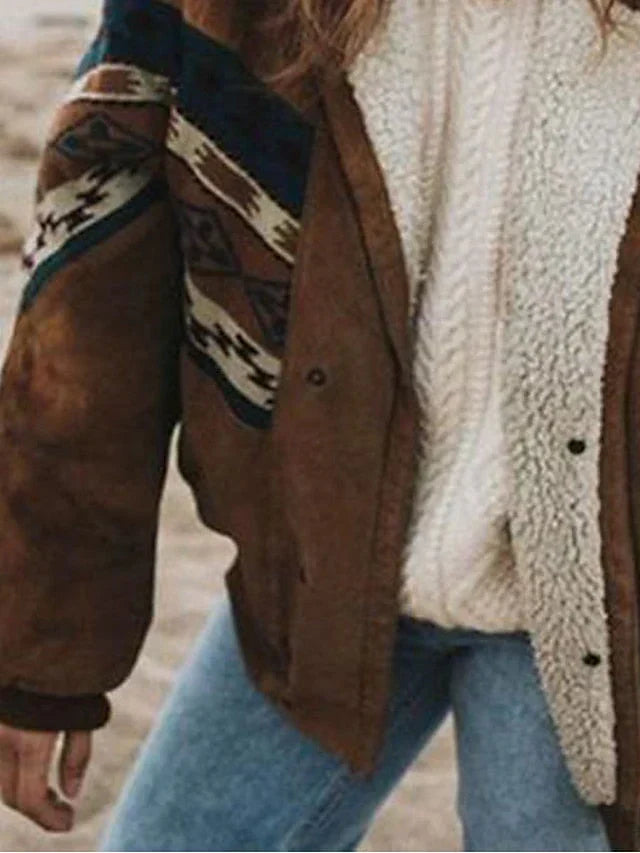 Lysandra – Sherpa-Lined Patterned Jacket for Women