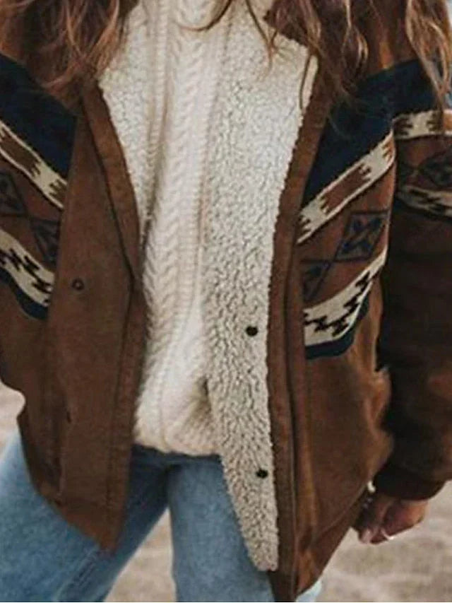Lysandra – Sherpa-Lined Patterned Jacket for Women