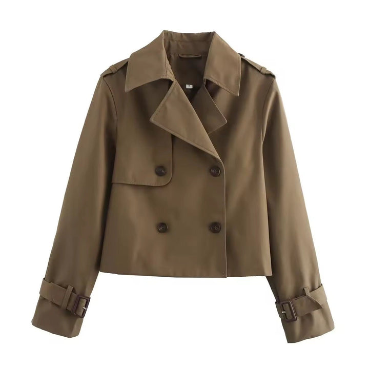 Mirabel – Cropped Double-Breasted Trench Jacket with Buckle Cuffs for Women