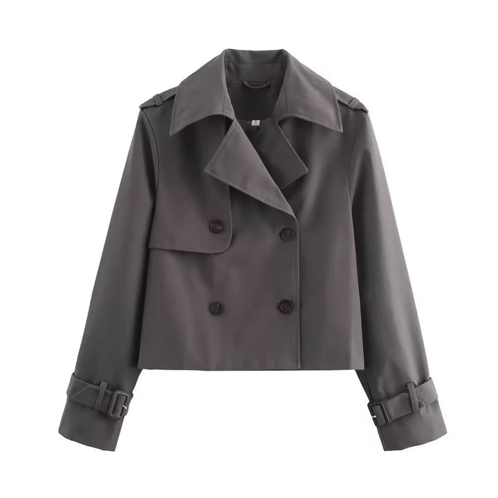 Mirabel – Cropped Double-Breasted Trench Jacket with Buckle Cuffs for Women