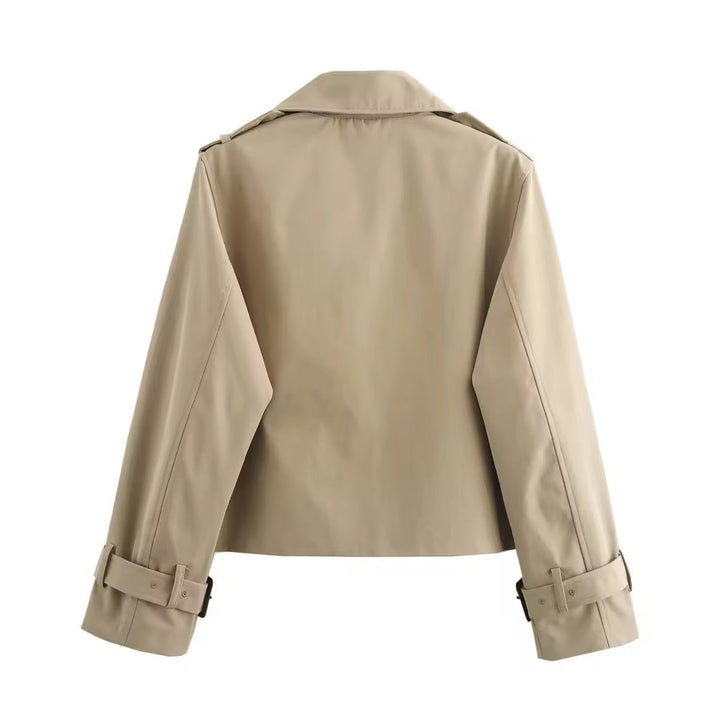Mirabel – Cropped Double-Breasted Trench Jacket with Buckle Cuffs for Women