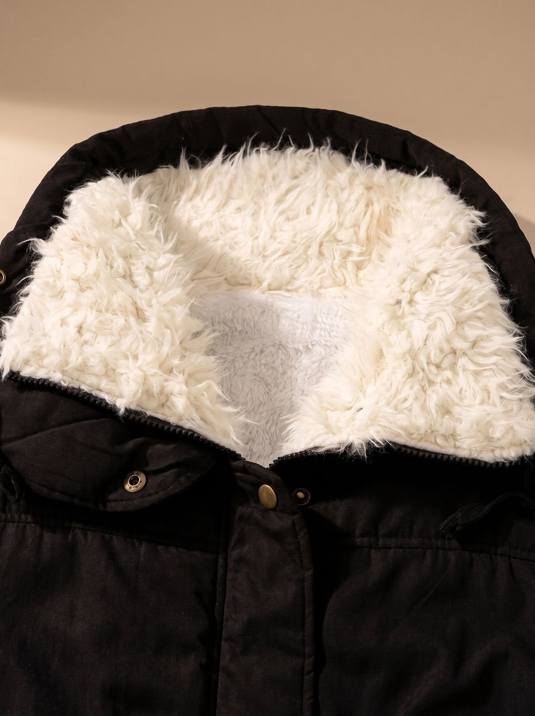 Perpetua – Drawstring-Waist Fur-Look Collar Hooded Parka for Women