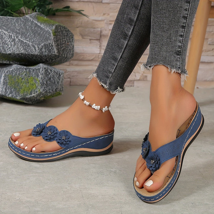 Image of Women's Floral Platform Thong Sandals