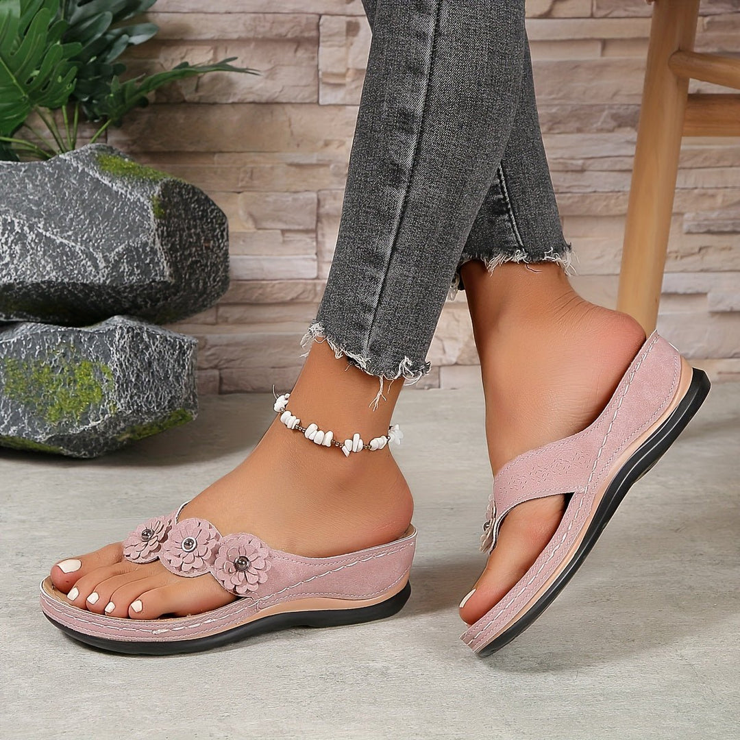 Image of Women's Floral Platform Thong Sandals
