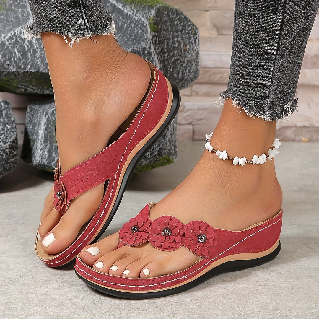 Image of Women's Floral Platform Thong Sandals