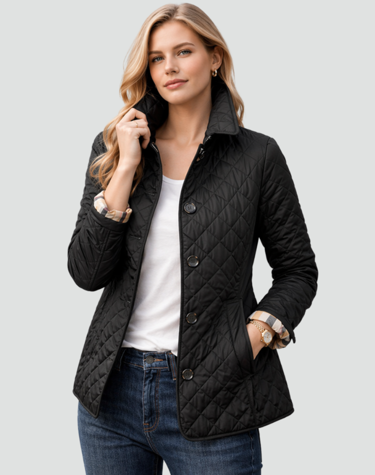Rebekah – Diamond-Quilted Button-Front Jacket for Women