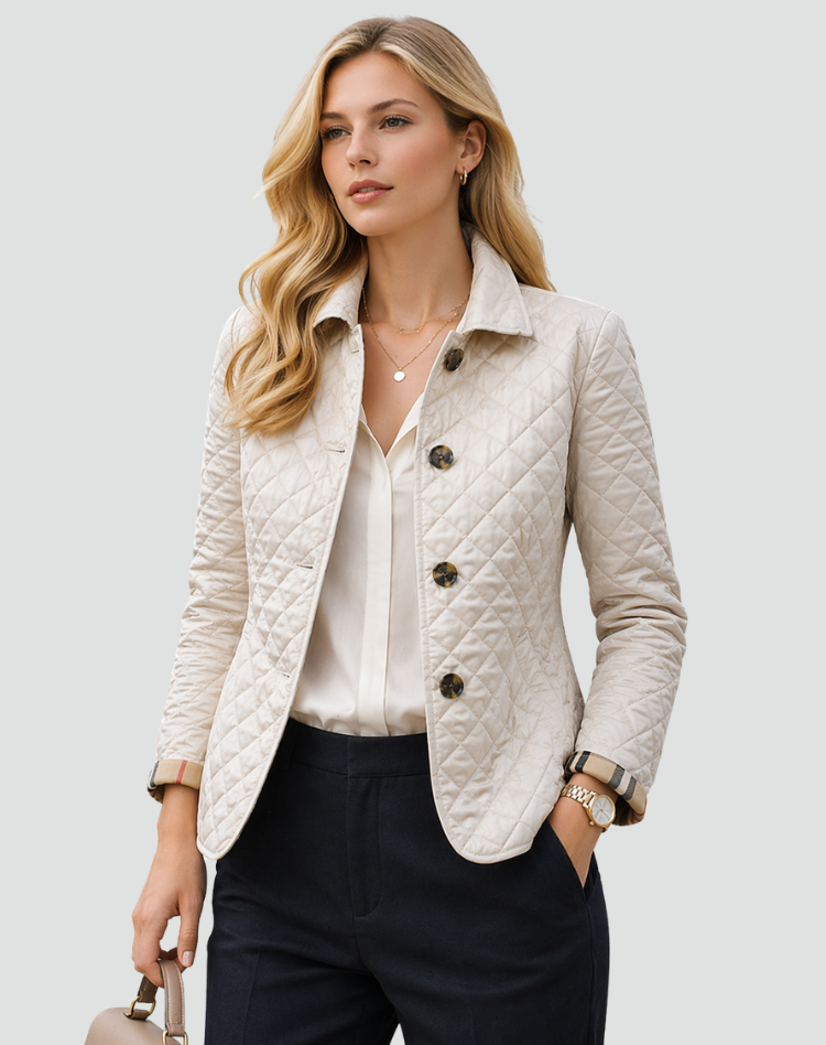Rebekah – Diamond-Quilted Button-Front Jacket for Women