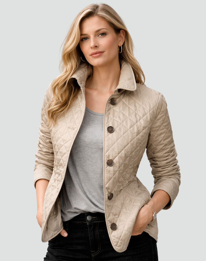 Rebekah – Diamond-Quilted Button-Front Jacket for Women