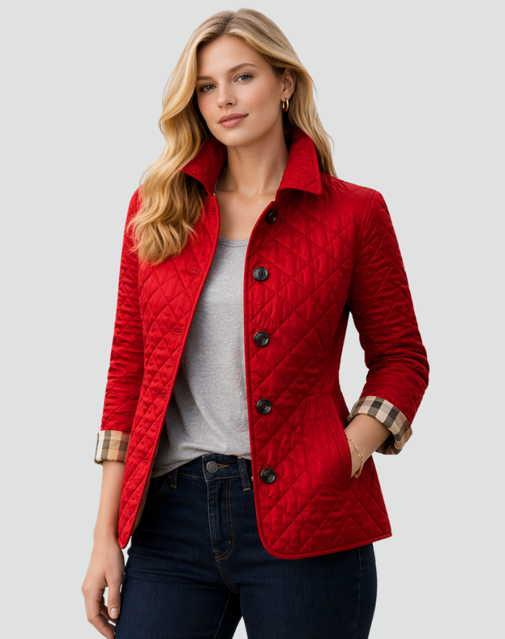 Rebekah – Diamond-Quilted Button-Front Jacket for Women