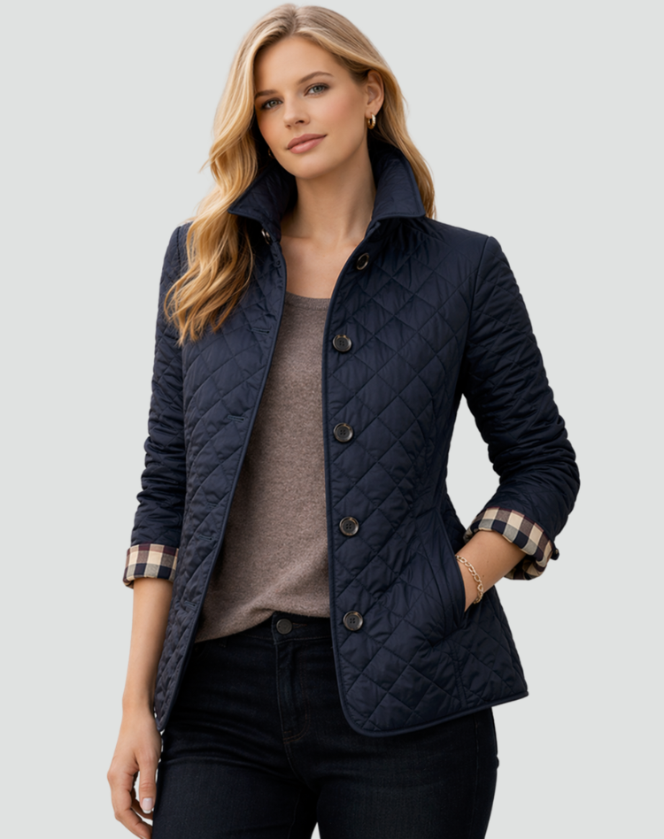Rebekah – Diamond-Quilted Button-Front Jacket for Women