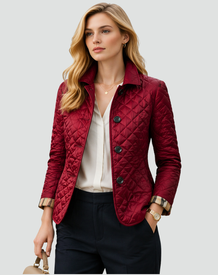 Rebekah – Diamond-Quilted Button-Front Jacket for Women