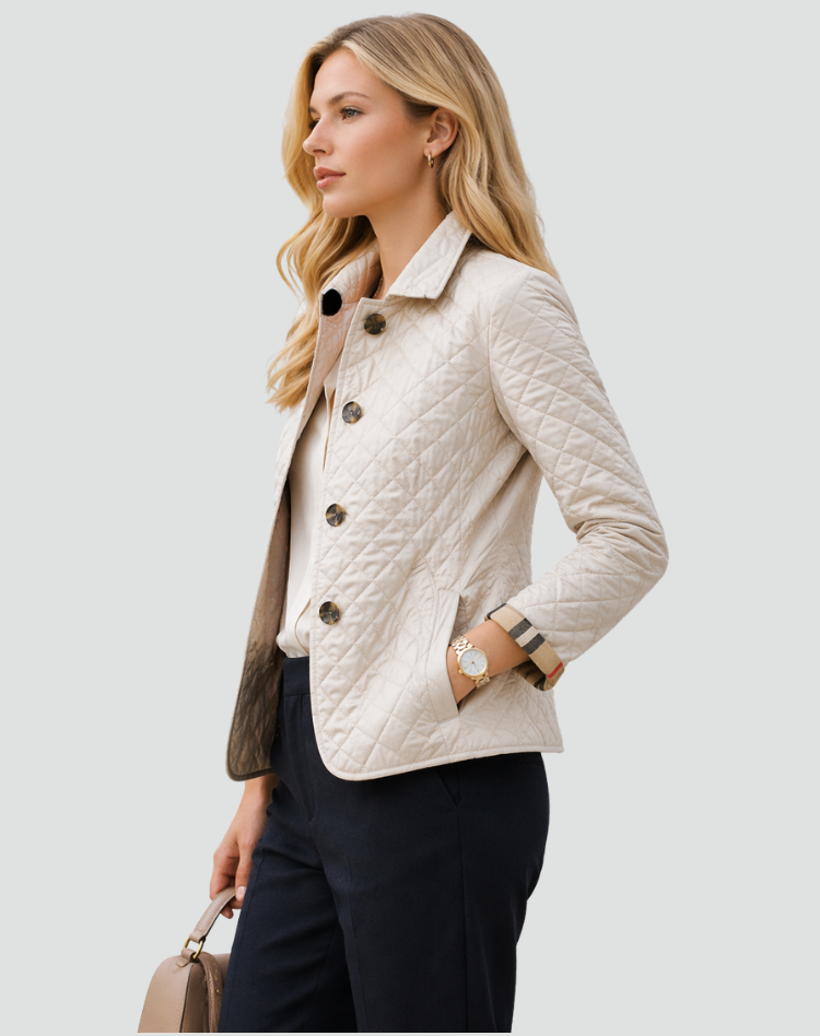 Rebekah – Diamond-Quilted Button-Front Jacket for Women