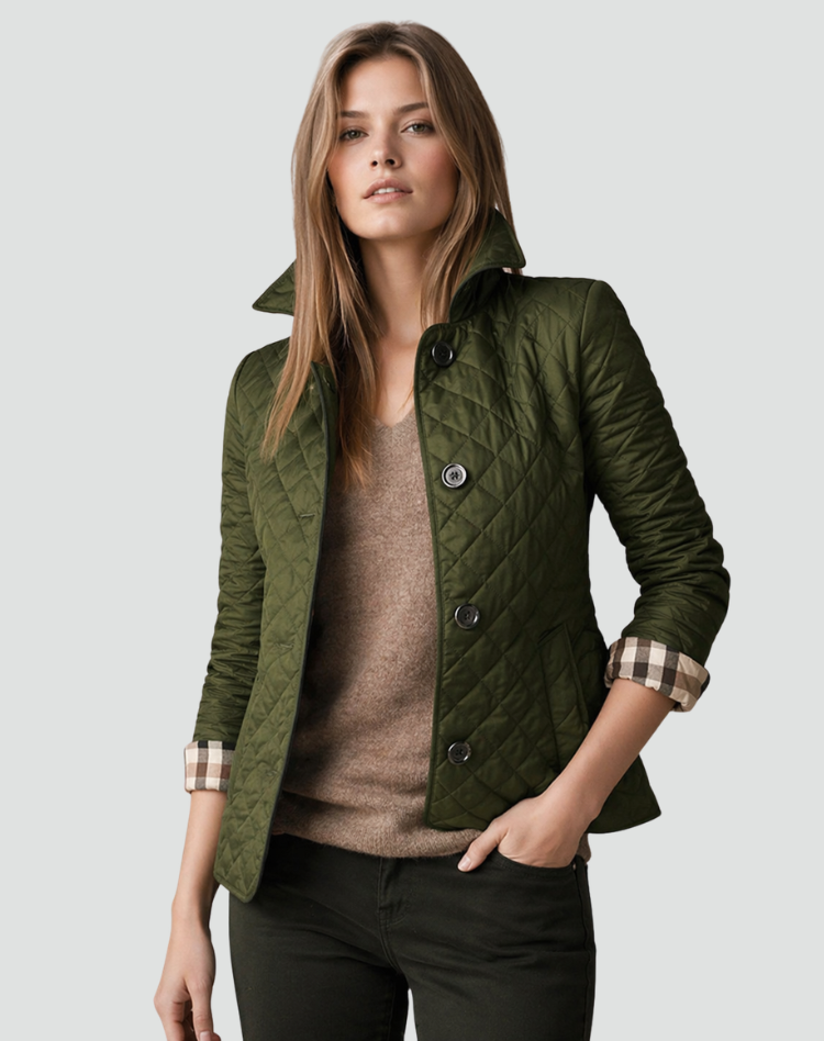 Rebekah – Diamond-Quilted Button-Front Jacket for Women