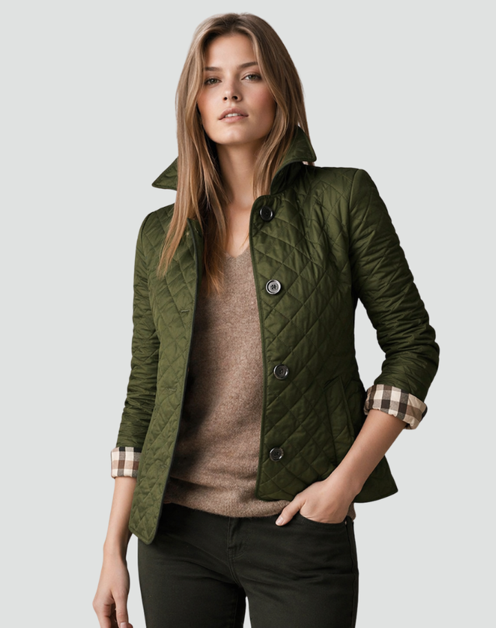 Rebekah – Diamond-Quilted Button-Front Jacket for Women