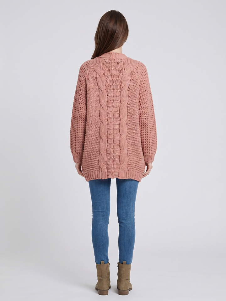 Alanis – Open-Front Cable-Stitch Cardigan for Women