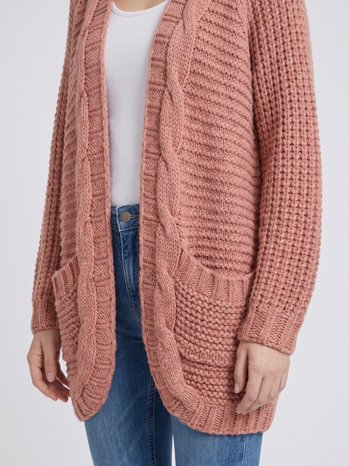 Alanis – Open-Front Cable-Stitch Cardigan for Women