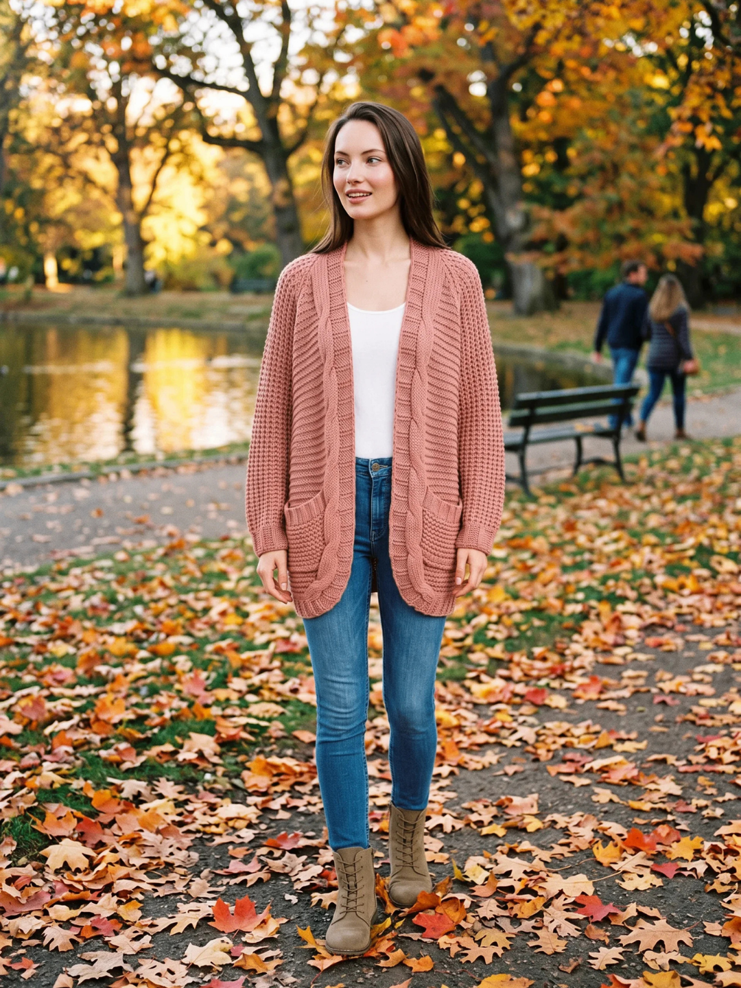 Alanis – Open-Front Cable-Stitch Cardigan for Women