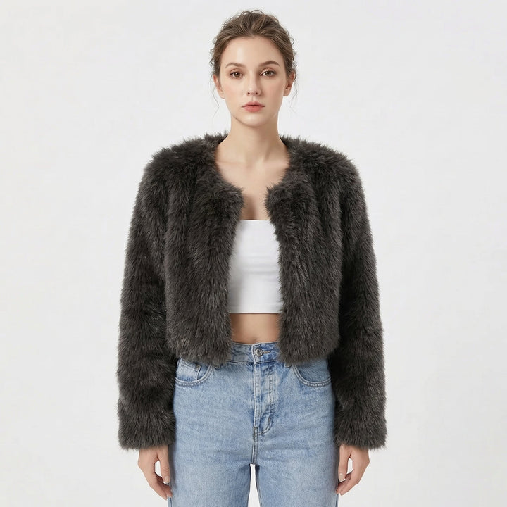 Annora – Cropped Faux Fur-Look Jacket for Women