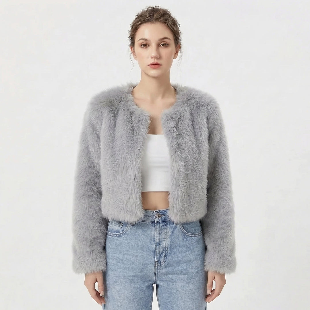 Annora – Cropped Faux Fur-Look Jacket for Women