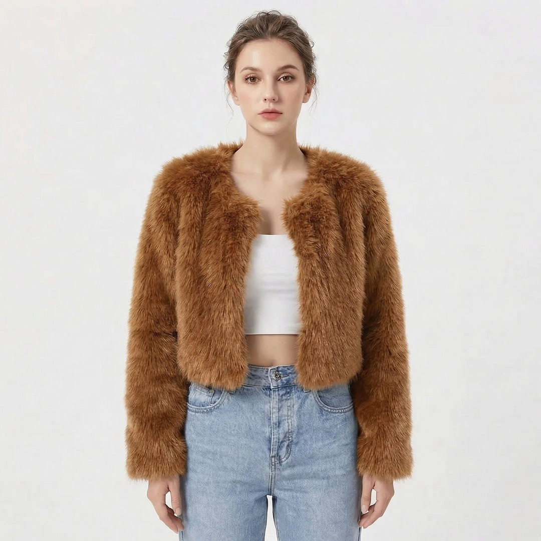Annora – Cropped Faux Fur-Look Jacket for Women