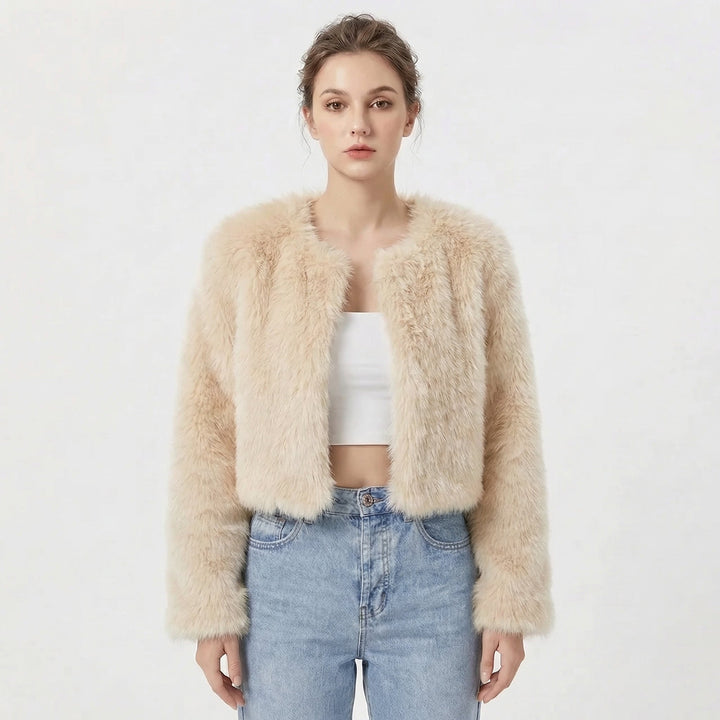 Annora – Cropped Faux Fur-Look Jacket for Women