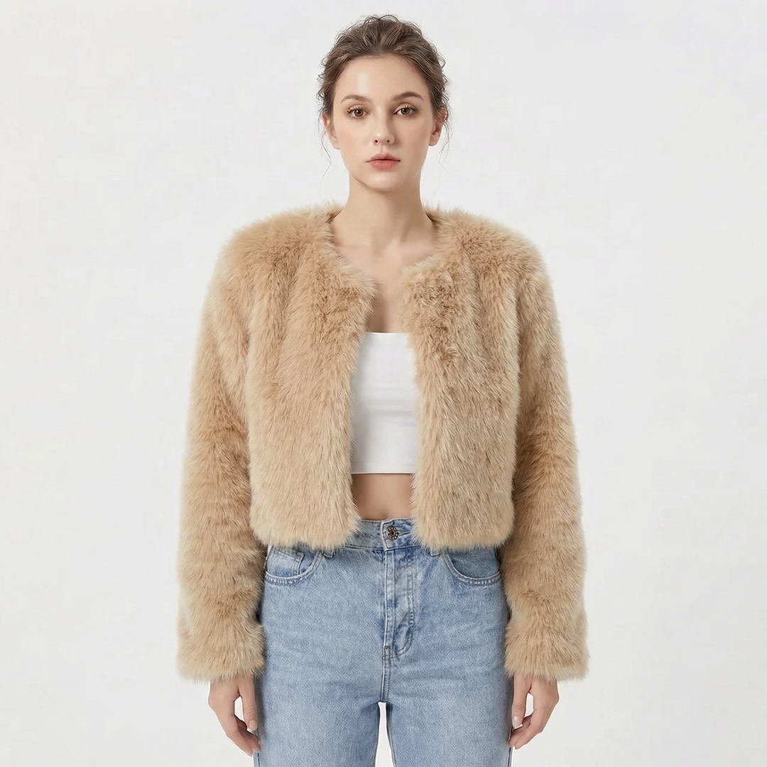 Annora – Cropped Faux Fur-Look Jacket for Women