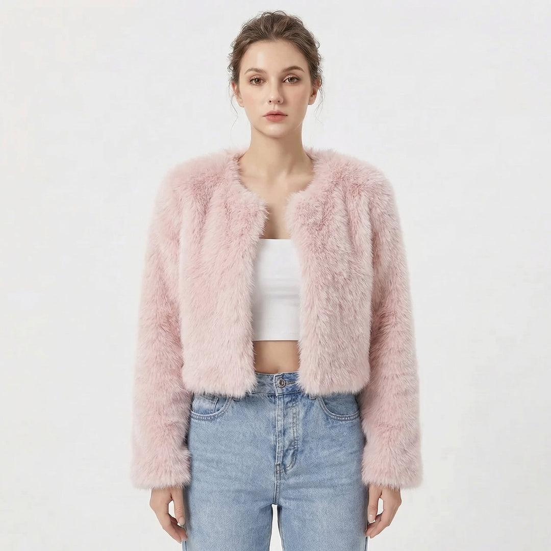 Annora – Cropped Faux Fur-Look Jacket for Women