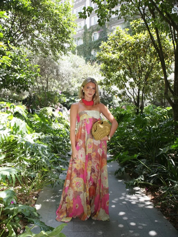 Cynthia – Strapless Floral Maxi Dress for Summer Wedding