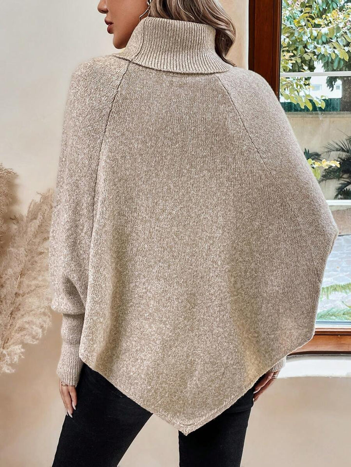 Elinor – Button-Trim Cable-Stitch Poncho for Women