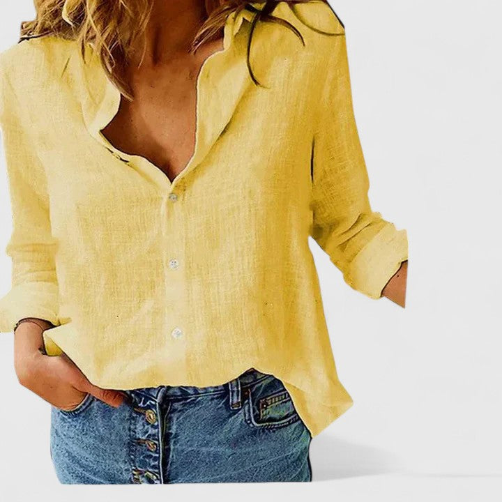Zoey – Long Sleeve Button Down Blouse with Floral Print