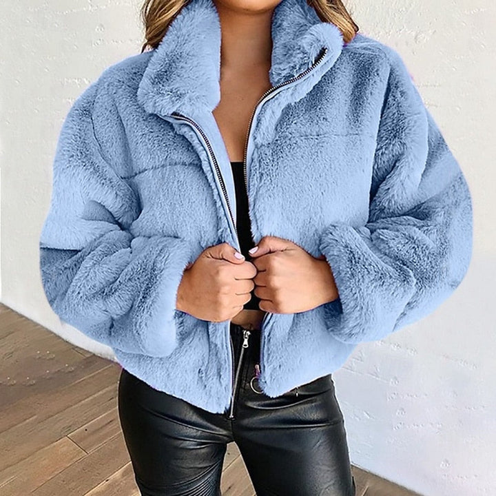 Fiorella – Zip-Up Cropped Teddy Jacket for Women