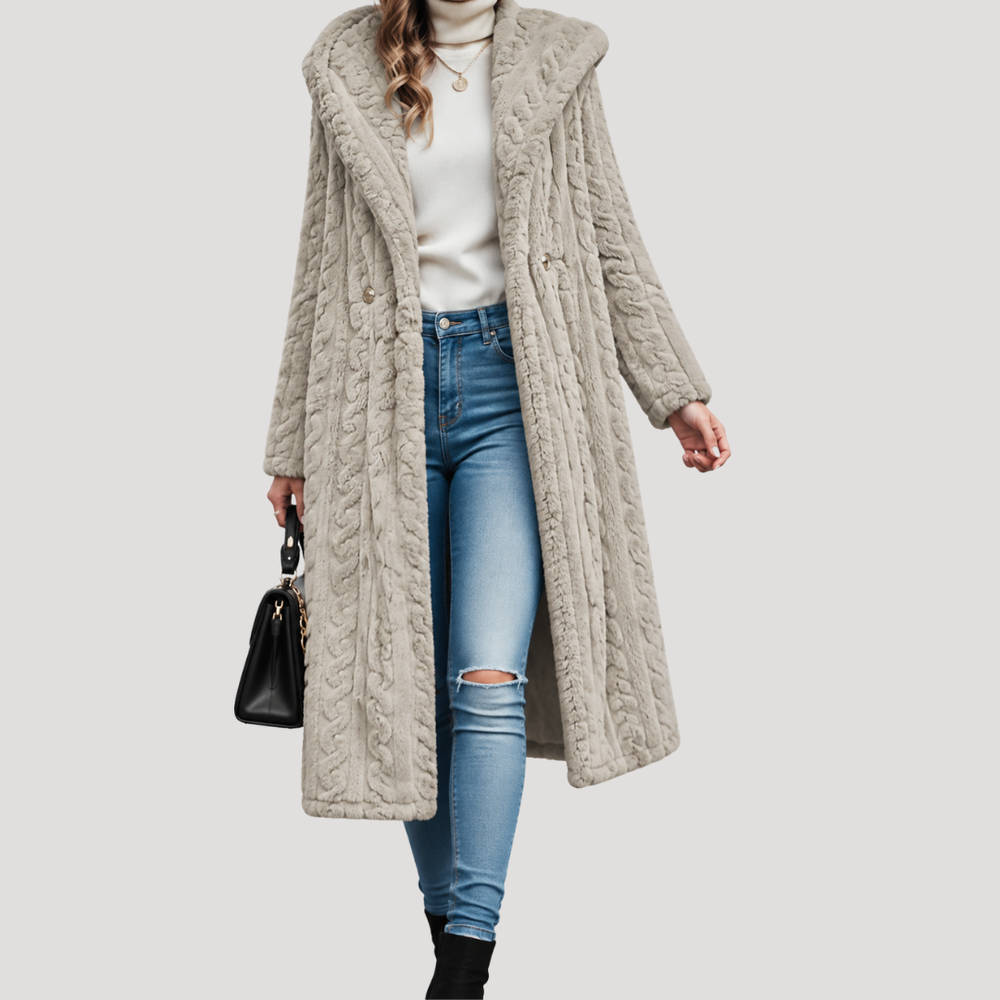 Zaria – Women's Faux Fur-Look Hooded Long Coat