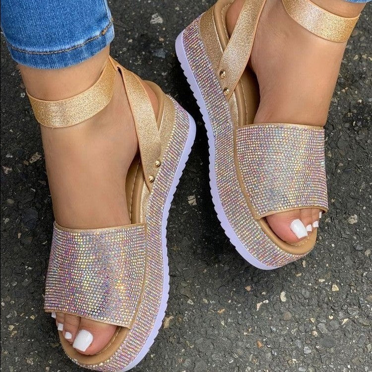 Image of Zoe | Women's Rhinestone Embellished Platform Sandals