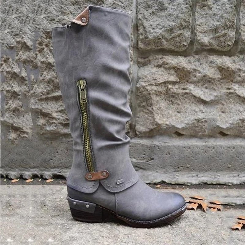 Zuri – Women's Side Zip Slouchy Knee-High Boots