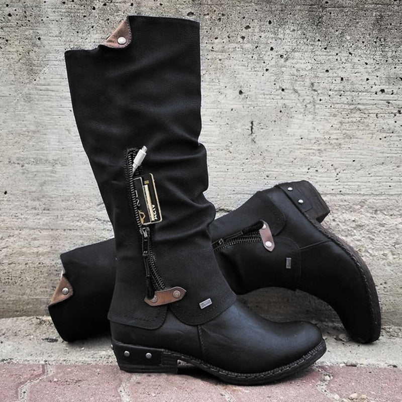 Zuri – Women's Side Zip Slouchy Knee-High Boots