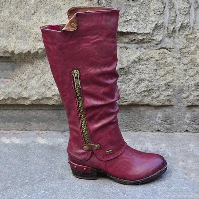 Zuri – Women's Side Zip Slouchy Knee-High Boots