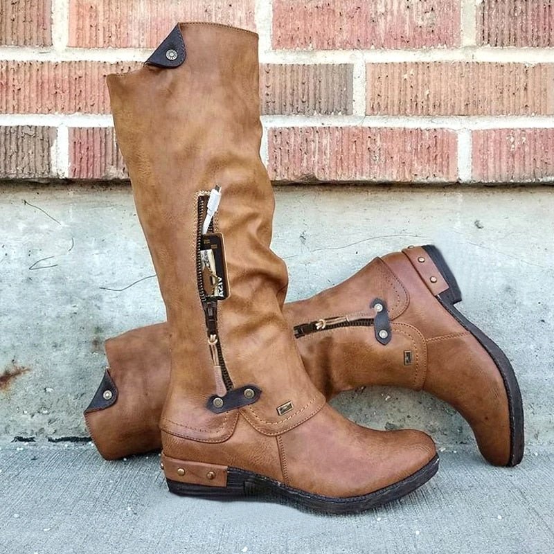 Zuri – Women's Side Zip Slouchy Knee-High Boots