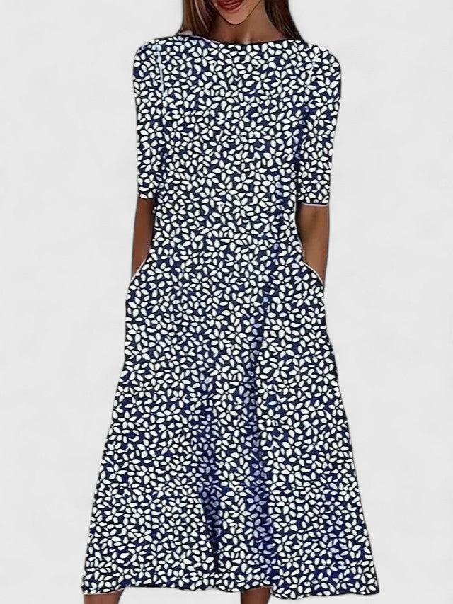 Phoebe – Floral Midi Dress with Pockets